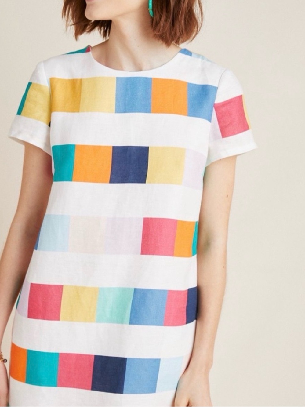Corey lynn calter Linen Colorblock Dress Sz S Petite